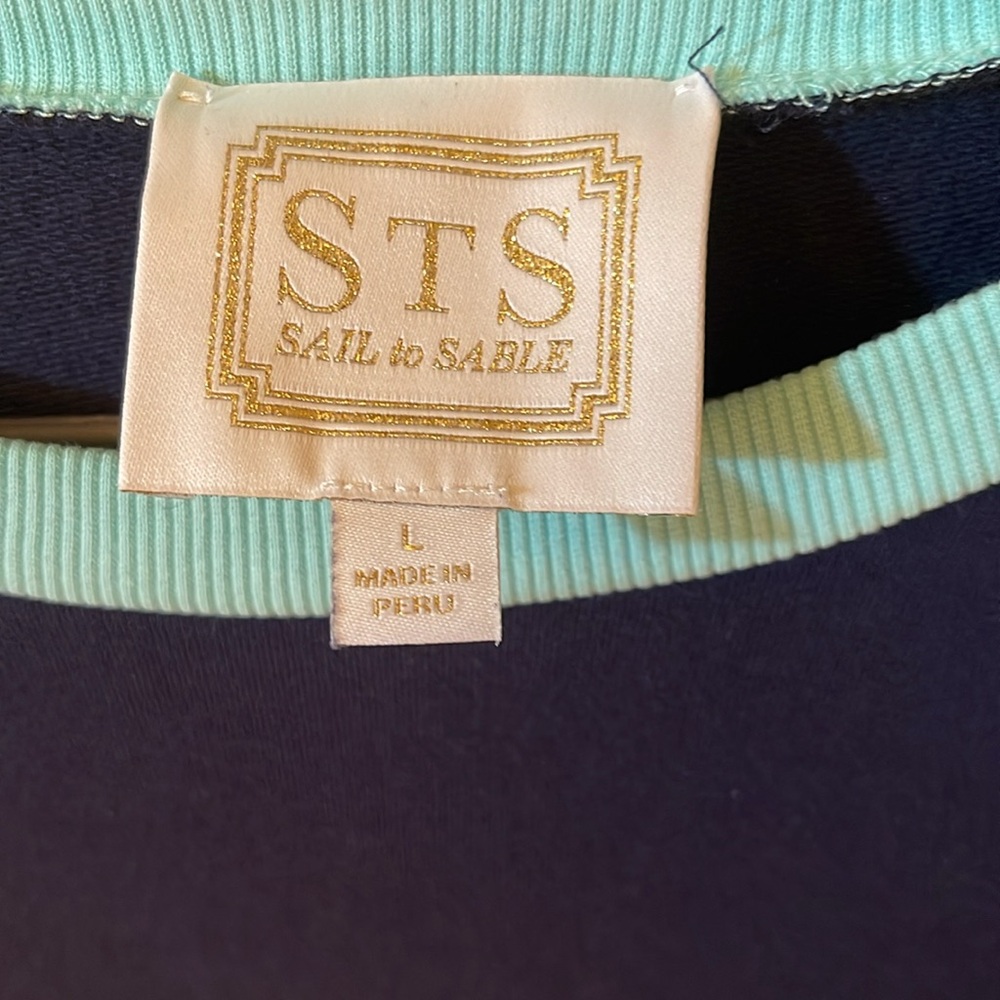 SAIL to SABLE Sweatshirt Dress Shoulder Stripe French Terry Navy size L - Picture 2 of 11